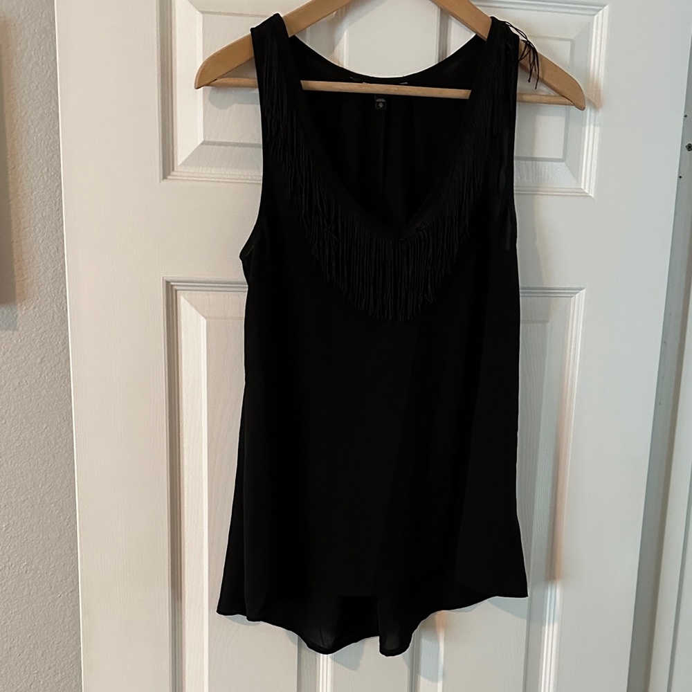 Express Black Fringe Tank Top